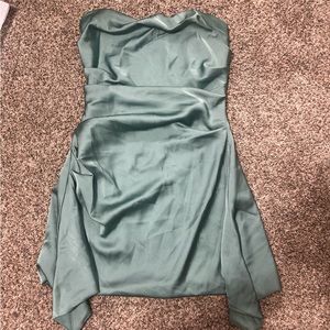green satin dress